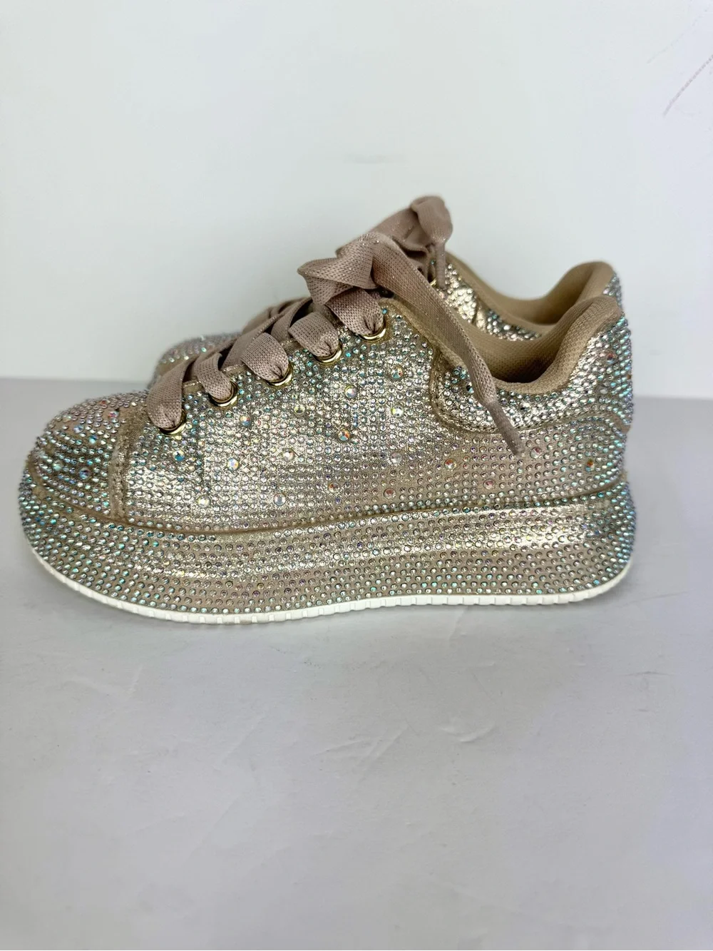 Link Champagne Colored Bedazzled Little Girl Platform Sneakers Size 13